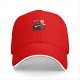 Black baseball cap with a cat holding a bone graphic and text