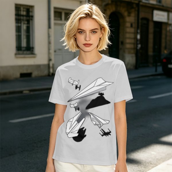 Olive T-Shirt with Paper Airplane Star Wars Inspired Print