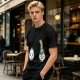 Oversized Olive T-Shirt With Sad Clouds And Rainbow Drip Graphic