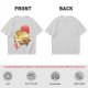 Olive t-shirt with Japanese cat bus and sun graphic
