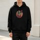 Black hoodie with ramen bowl and cat samurai graphic