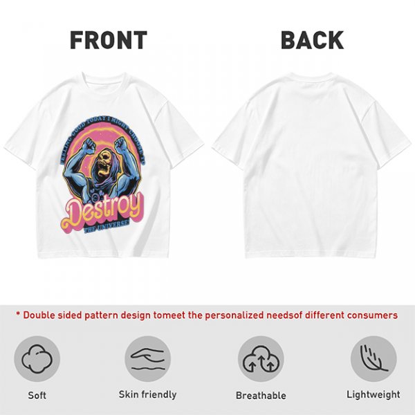 Olive t-shirt with Skeletor 'Feeling Good Today I Might Choose To Destroy The Universe' print