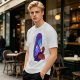 Olive T-Shirt With Purple Haired Figure Night Scene Print