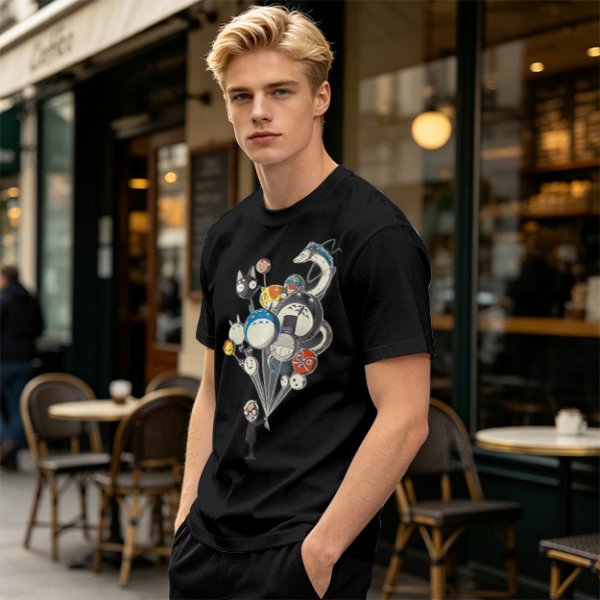 Olive T-Shirt With Studio Ghibli Character Balloon Print