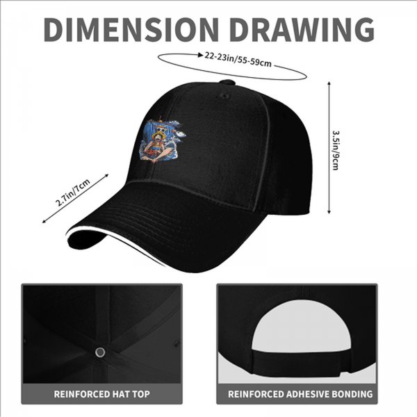 One Piece Luffy Graphic Black Baseball Cap