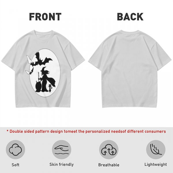 Olive Halloween Witch Silhouette Graphic Short Sleeve T-Shirt