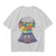 Olive T-Shirt With Cat Gumball Machine Artwork