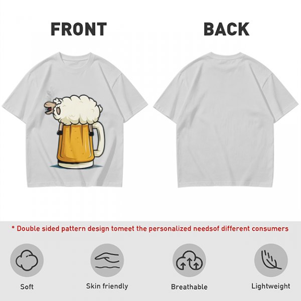 Olive Green T-Shirt With Funny Sheep Beer Mug Graphic