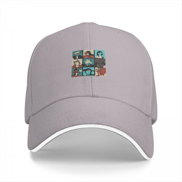 Black baseball cap with retro video game character grid print