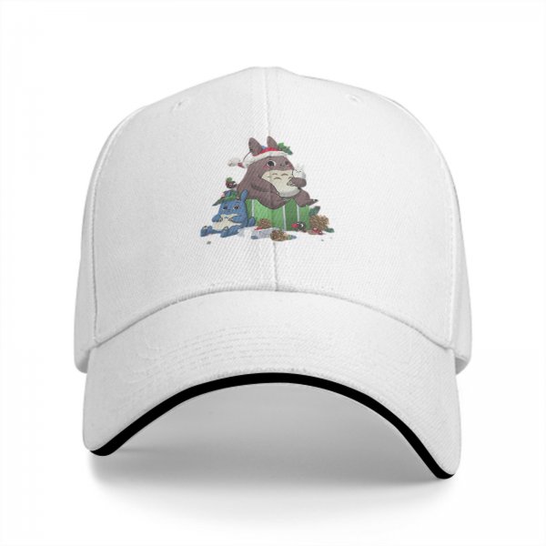 Black Baseball Cap With Christmas Totoro Family Graphic