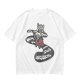 Olive graphic tee with raccoon driving car and 'Way to make bad decisions' text