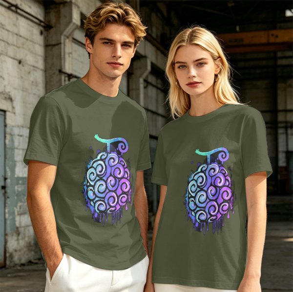 Olive T-Shirt with Devil Fruit Swirl Art Print