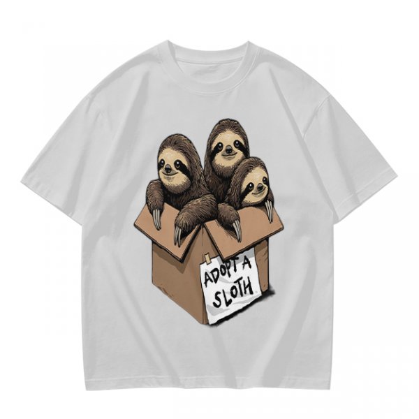 Adopt a Sloth T-Shirt with Three Cute Sloths in a Box