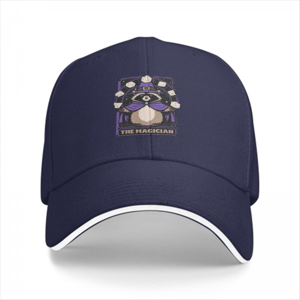 Black Baseball Cap With Raccoon Magician Tarot Graphic
