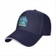 Black Baseball Cap With Blue Maneki-Neko Lucky Cat Graphic