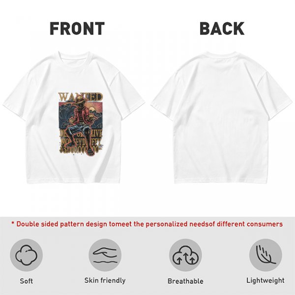 Olive Anime Wanted Luffy Graphic T-Shirt