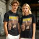 Olive T-Shirt With Surreal Cat Art Print