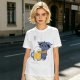 Olive T-Shirt With Cute Blue Goat Holding Foamy Beer Mug Print