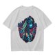 Olive T-Shirt with Gothic Corpse Bride Skull Candle Rose Print