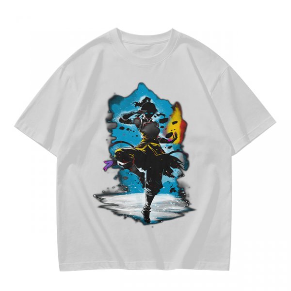Olive T-Shirt With Fantasy Martial Artist Silhouette Graphic