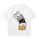Olive T-Shirt With Stacked Cute Chibi Cats Graphic