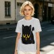 Olive T-Shirt with Relaxed Black Cat Graphic Design