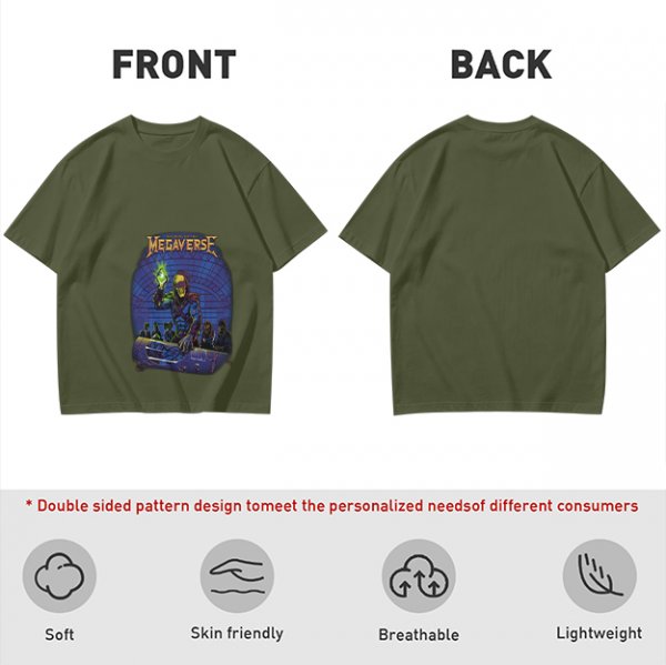 Olive T-Shirt With Megaverse Sci-Fi Villain Graphic Print