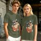 Olive green t-shirt with pumpkin ramen and ghost graphic print