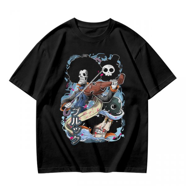 One Piece Brook Skull Musician Graphic Tee