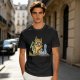 Olive T-Shirt With Mad Scientist Cat Chemistry Lab Print