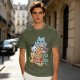 Olive T-Shirt With Chibi Pirate Cats Group Graphic