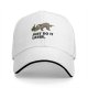 Black baseball cap with sloth graphic and 'Just Do It Later' text
