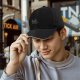 Black Baseball Cap With Grumpy Black Cat Graphic Design