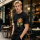 Olive graphic t-shirt with Dark Souls metal-style print