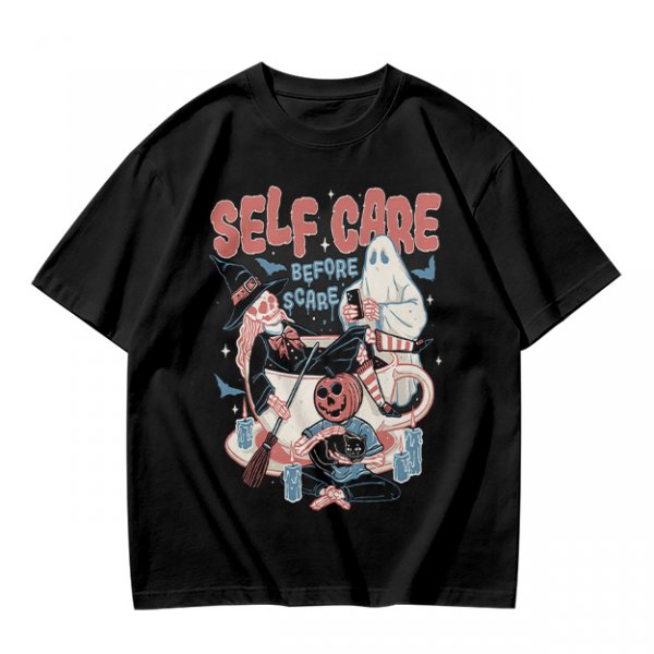 Self Care Before Scare Halloween Themed Graphic T-Shirt