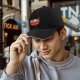Black Baseball Cap With Cute Angry Ramen Bowl Graphic