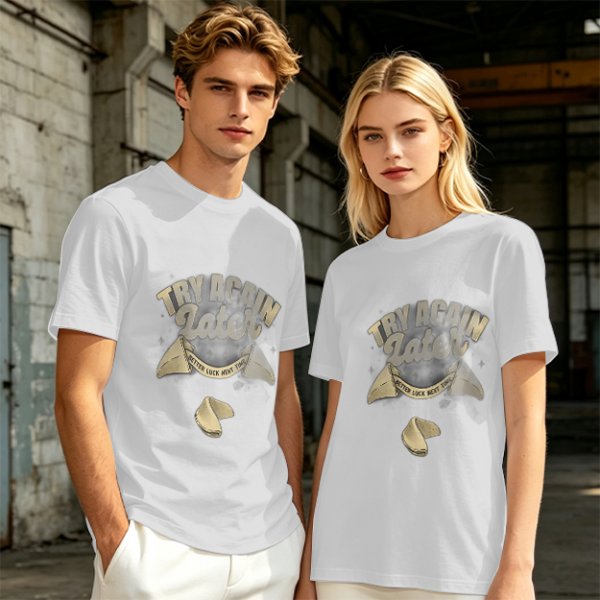 Olive T-Shirt With Try Again Later Fortune Cookie Print