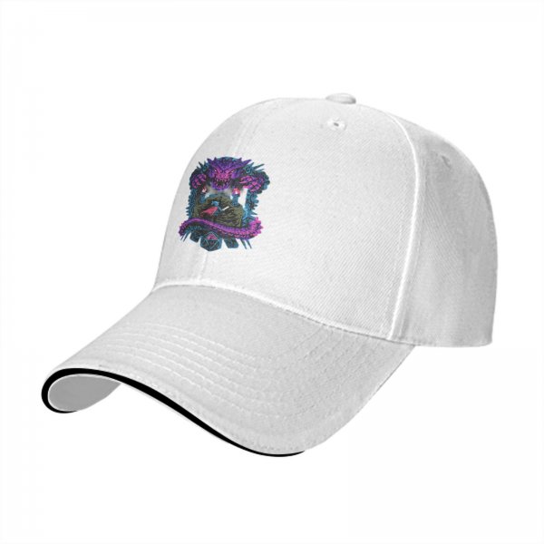 Black Baseball Cap With Fantasy Dragon And Warrior Graphic