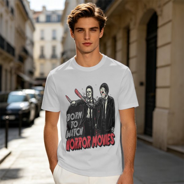 Born To Watch Horror Movies Halloween Themed Graphic T-Shirt
