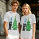 Olive Christmas Cat T-Shirt with Jingle All The Way Print