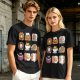 Olive T-Shirt With Cute Breakfast Cat Graphic Print