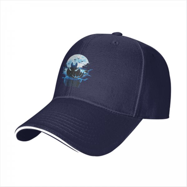 Black baseball cap with bat and full moon gothic graphic