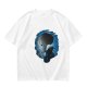 Olive T-Shirt With Anime Character Profile In Blue Cosmic Print