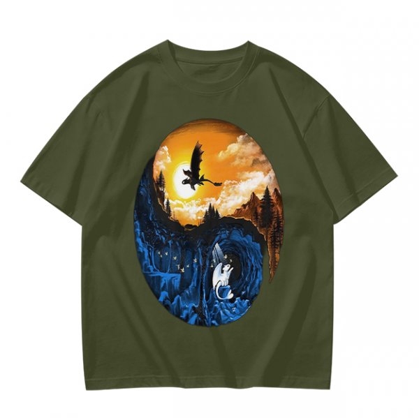 How to Train Your Dragon Night and Light Fury Dragon Scene T-Shirt