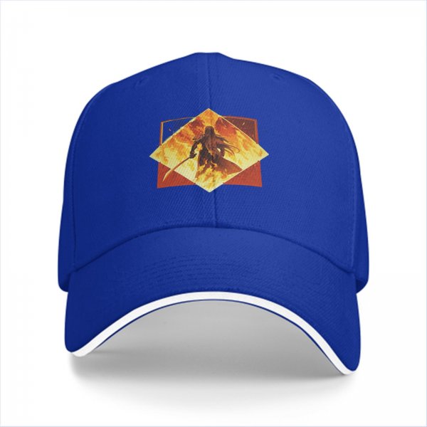 Black Baseball Cap With Fiery Warrior Silhouette Graphic