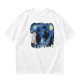 Olive T-Shirt with Starry Night Style Cat Graphic Print