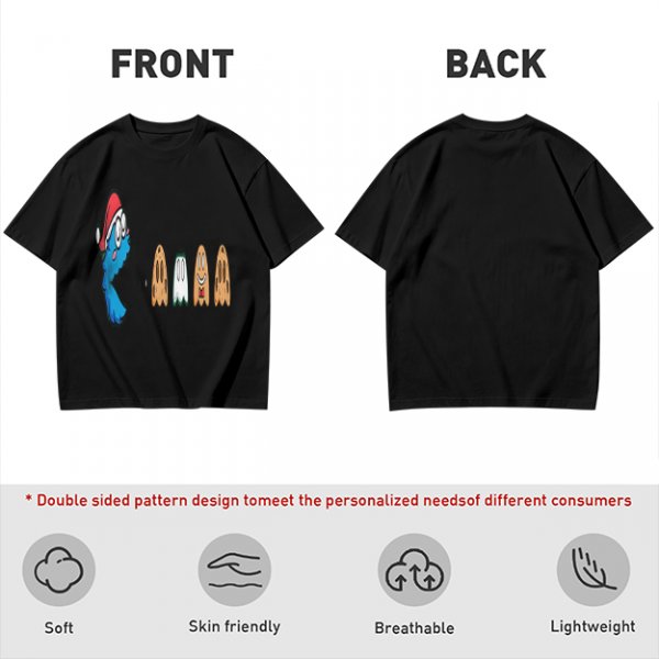 Olive T-Shirt With Blue Monster And Ghost Graphic Print