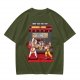 Olive T-shirt with Fast Food Themed Street Fighter Style Fight Artwork
