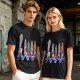 Olive T-Shirt With Shark And Colorful Ghost Creatures Print