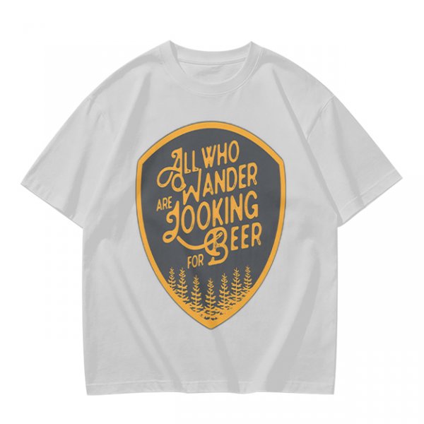 Olive T-Shirt With 'All Who Wander Are Looking For Beer' Graphic